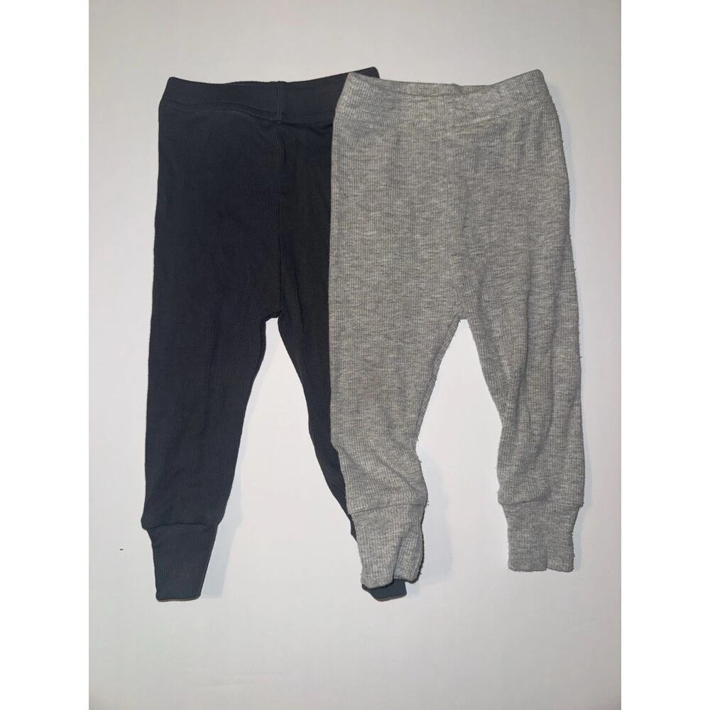 Little Bipsy Jogger Pants 6-12M Gray Ribbed Cotton Baby Boutique Lot 2